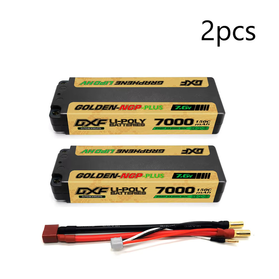 DXF 2S Lipo Akku 7,6V 7000mAh 150C Middle NGP mit 5mm Stecker Hardcase für RC Auto Boot LKW Flugzeug UAV Racing - Bild 3