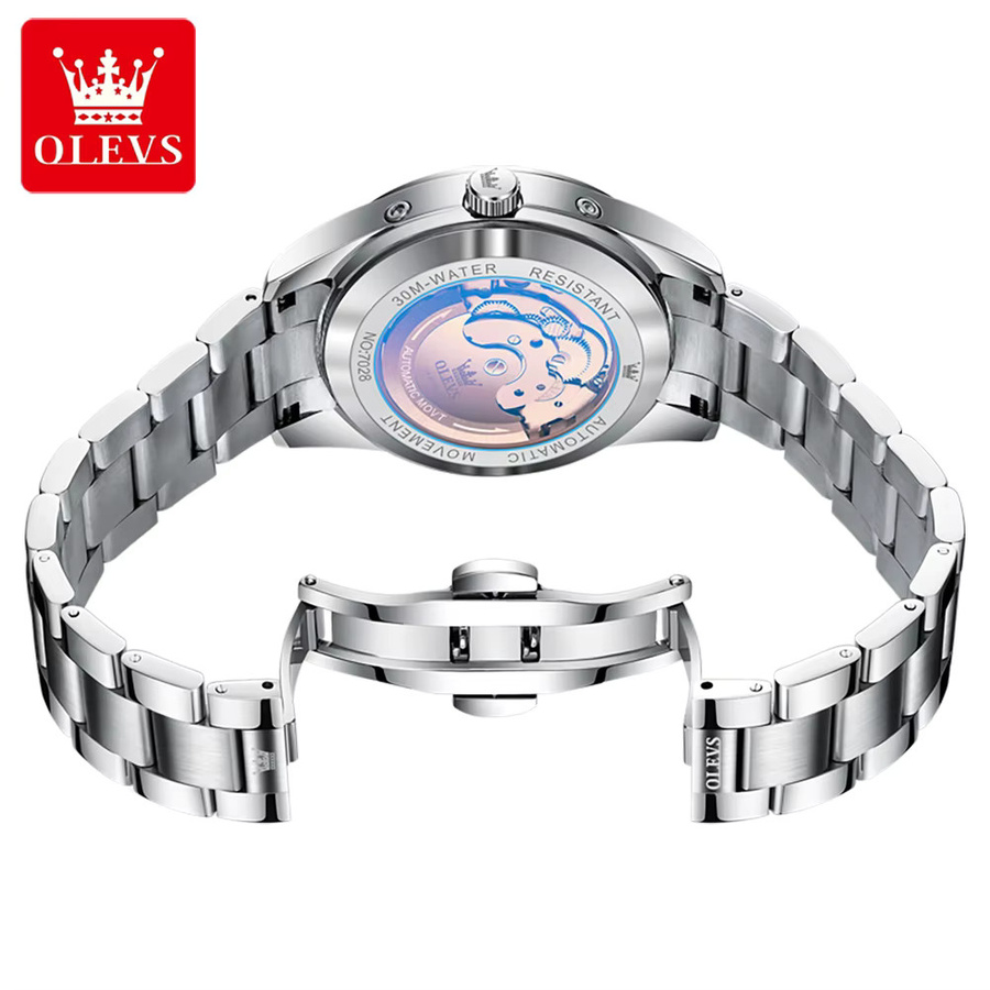 OLEVS Armbanduhr, Automatik, Edelstahl, Mondphase, Herren, Silber - Bild 2