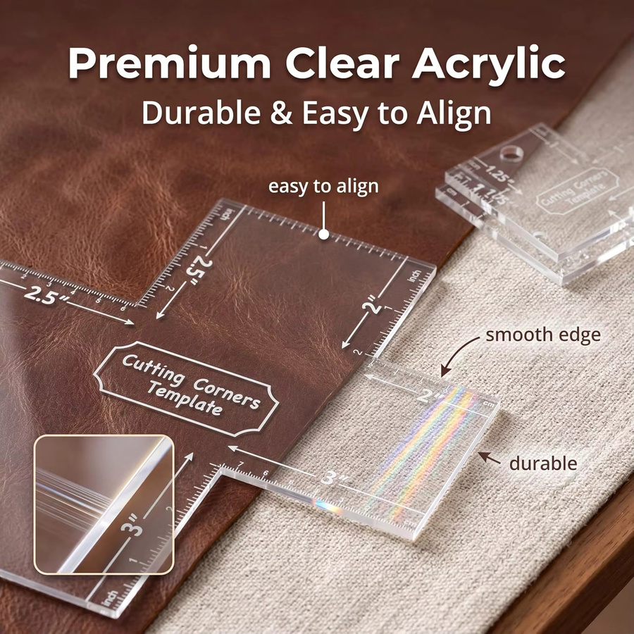Zwei transparente Acryl-Eckvorlagen für die Taschenherstellung, Breite: 19,8 cm und Breite: 9,9 cm - Bild 6