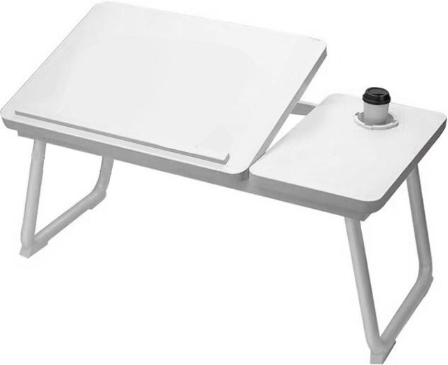 Multifunktionaler Klappbett-Tisch von Aimo als höhenverstellbarer Schreibtisch mit Getränkehalter in Weiß - Bild 1