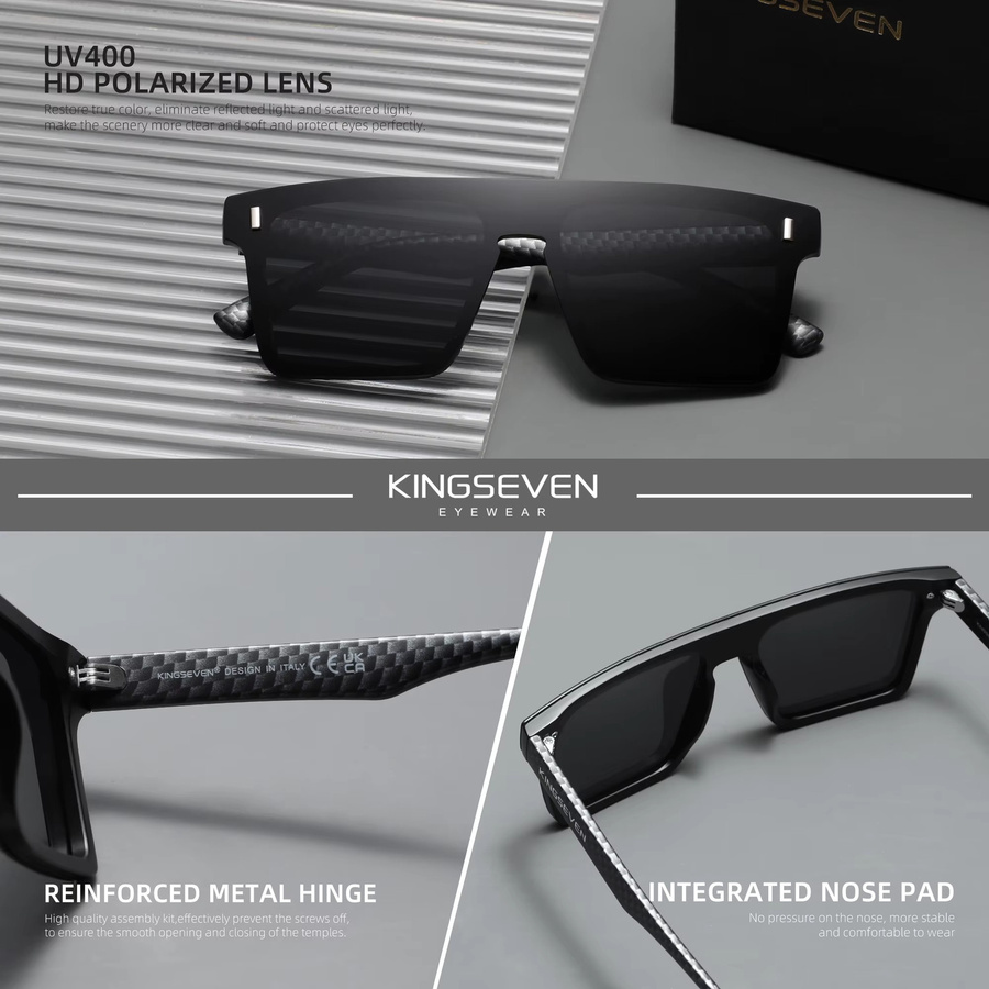 KINGSEVEN Sonnenbrille, randlos, quadratisch, Unisex, polarisiert - Bild 4