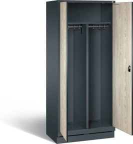 C+P Spind Evolo in Schwarz-Weiss mit Front in Sen-Esche und Korpus in Anthrazitgrau, H x B x T: 180 x 81 x 50 cm - Bild 1