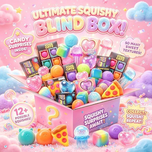 PRELEXT Squishy-Figuren, Blindboxen, Fidget-Spielzeug, pink, ab 14 Jahren - Bild 1