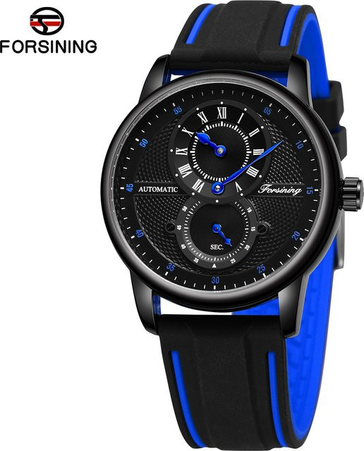 FORSINING Armbanduhr, Handaufzug, Leder, Schwarz, Unisex - Bild 1