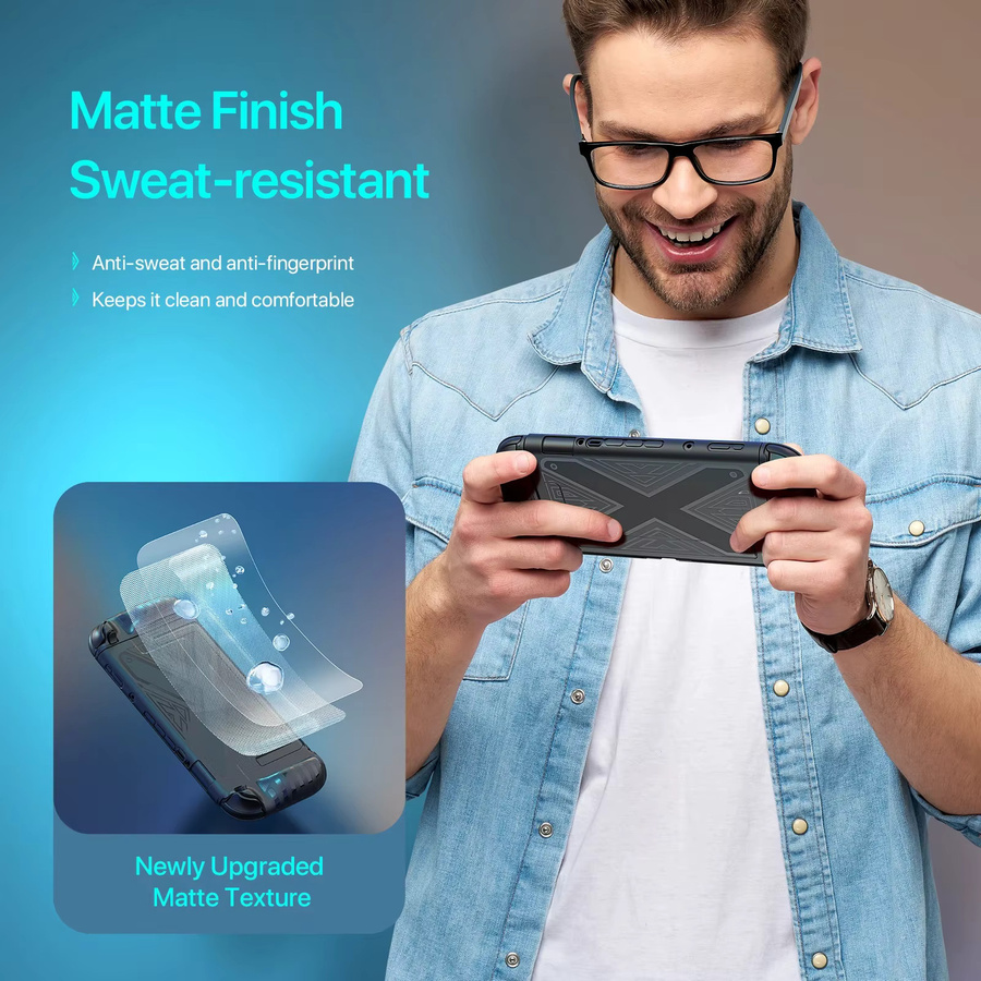 VAORLO Schutzhülle für Nintendo Switch 2 in Schwarz, TPU+PC Case mit geteiltem Design und Handflächenschale, stoßfest und rutschfest - Bild 2