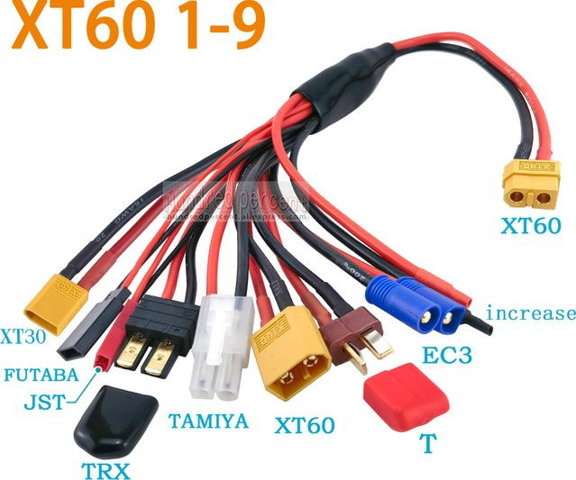 XT60 1-9 Mehrere Stecker Konvertierungskabel Konverter Terminal Set für EC3 XT30 JST TRX FUTABA TAMIYA in Multicolor - Bild 1