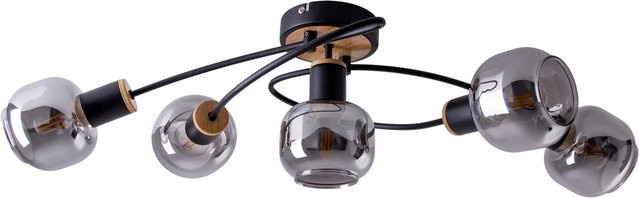 Näve Deckenleuchte Fumoso 5-flammig in Schwarz aus Metall und Glas, B/H/T: 23,5 x 120 x 67,5 cm - Bild 1