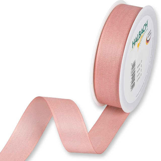 Halbach Dekoband in Baumwolloptik aus Polyester, Breite: 2,5 cm, Länge: 5 m, Rötlich Rosa - Bild 1