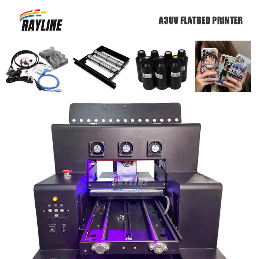 RANCLAI Mini UV-Flachbettdrucker für Zylinder und Direktdruck auf Metall, Keramik, Handyhüllen und Kunststoff in Schwarz - Bild 3