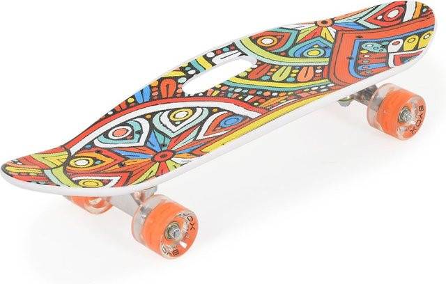 Byox Skateboard 26 Zoll mit Griff, PU-Leuchträder, ABEC-7, Aluminium, LED rot - Bild 1