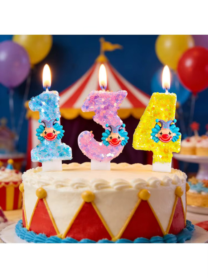 Disney Clown Zirkus Motiv Kerzen für Kindergeburtstage in Mehrfarbig - Bild 4