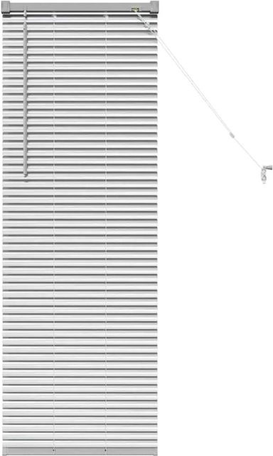 vidaXL Balkenjalousien mit Vorhängen aus Aluminium in Silber, Breite: 130 cm, Höhe: 50 cm - Bild 1