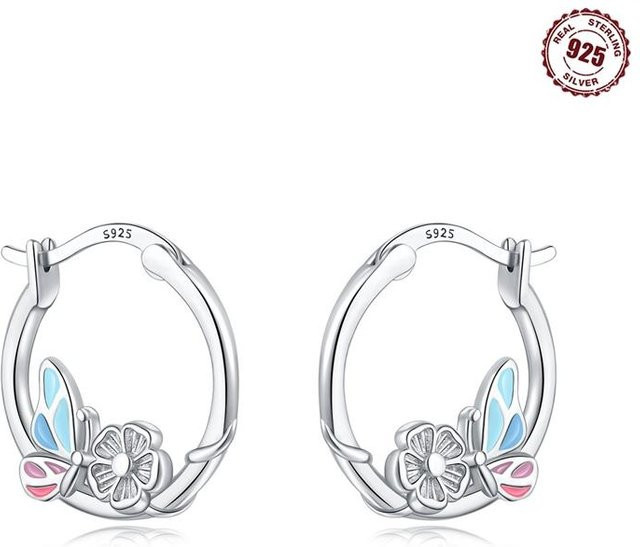 Creolen 925 Silber, Stern Mond, Damen - Bild 1