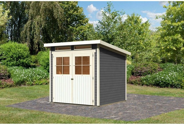 Karibu Holz-Gartenhaus Egersund Terragrau mit Pultdach und Lackierung B/T: 209 x 213 cm - Bild 1