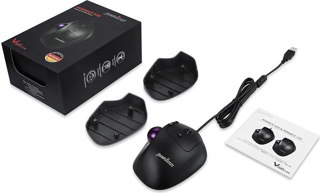 Perixx PERIMICE-520 Ergonomische Trackball-Maus mit USB-A Anschluss, Schwarz, 8 Tasten und 1600 DPI - Bild 2