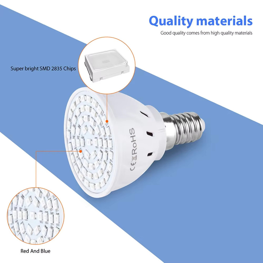 9W LED Pflanzenlampe Vollspektrum E27 für Indoor Anbau und Growbox in Weiß - Bild 1