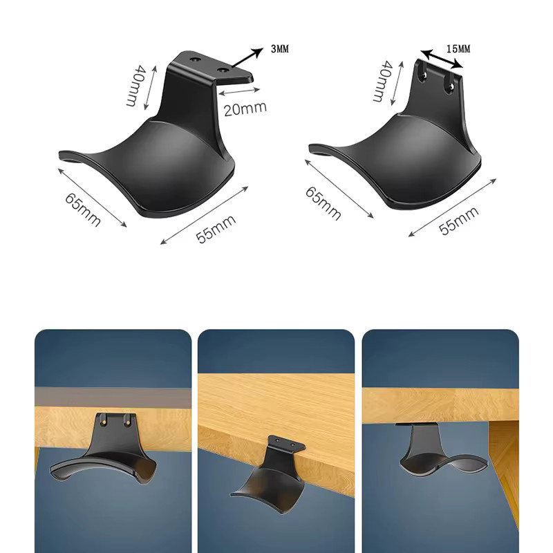 YANGGLOB Kopfhörer-Aufhänger Schwarz, universeller Headset-Halter zur Wandmontage unter dem Schreibtisch mit Rucksack-Haken und Montageoptionen durch Kleber oder Schrauben - Bild 2
