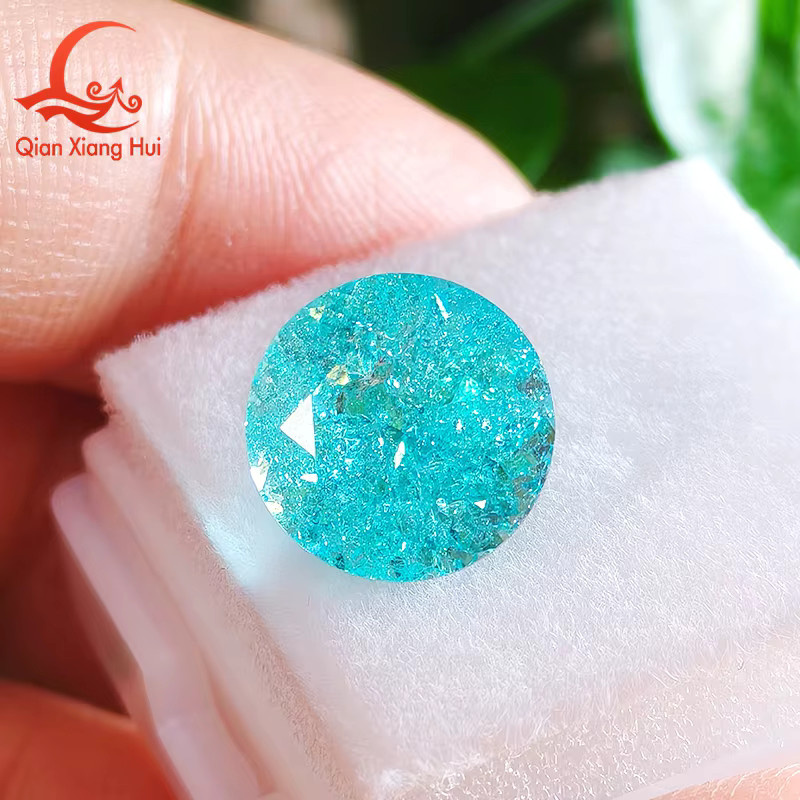 Qian Xiang Hui YAG Granat, neonblau, runde Form - Bild 1