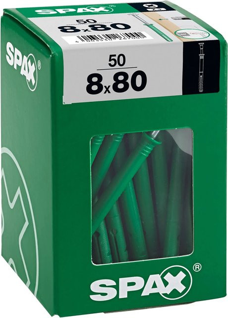 Spax Nageldübel Typ-ND aus Nylon in Grün, Durchmesser: 8 mm, Länge: 80 mm, 50 Stück - Bild 1
