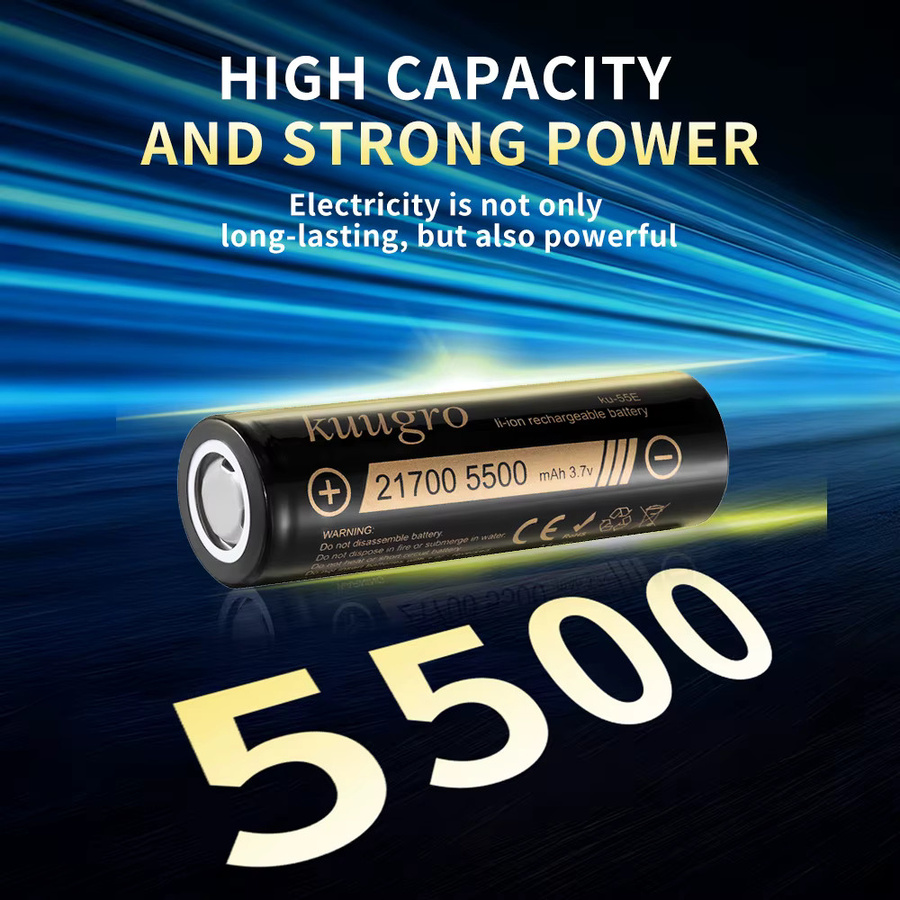 kuugro 21700 Hochleistungs-Akku 5500 mAh 3,7 V Schwarz - Bild 4