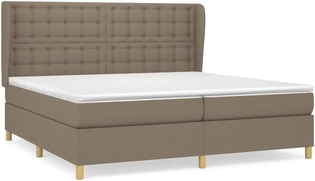 vidaXL Boxspringbett Hybrid mit Matratze und Kopfteil, Taupe, B/T/H: 200 x 200 x 118 cm - Bild 1