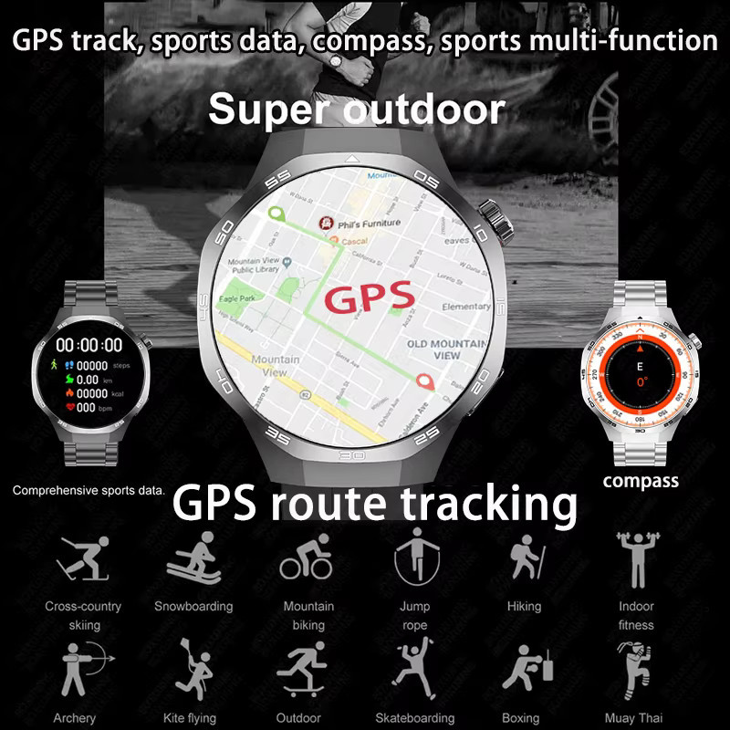 BOXUXING Smartwatch, Silber, Silikon, GPS, NFC, Unisex - Bild 4