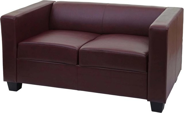 MCW 2er Sofa Lille im modernen Lounge-Stil aus Kunstleder in Rot-Braun - Bild 2
