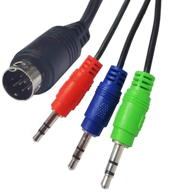 BSN Mini DIN 9Pin auf 3x DC 3,5mm Audiokabel, Rot Grün Blau, Länge: 1,8 m - Bild 5