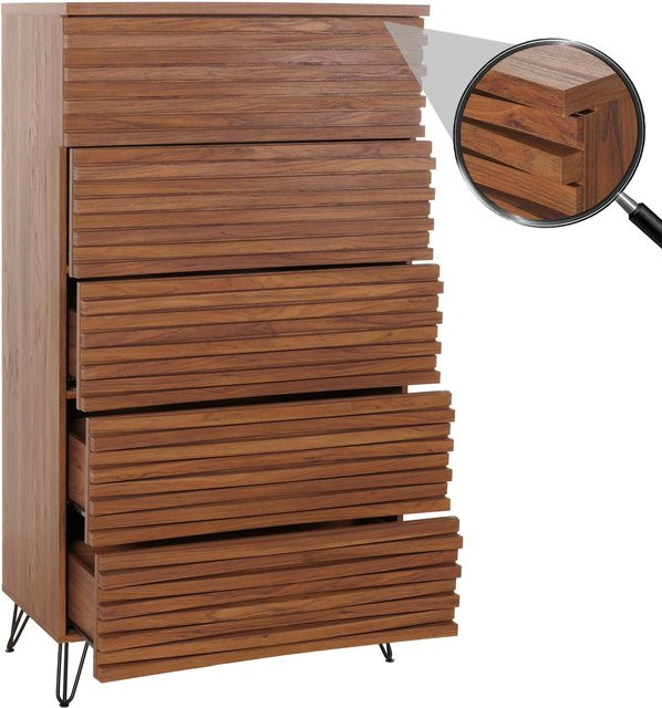 MCW Highboard Kommode M49 mit 5 Schubladen in Walnuss-Optik, B/H/T: 145 x 80 x 44 cm - Bild 1