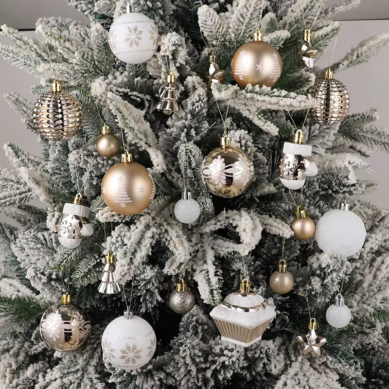 ZQNYCY 42er Set Weihnachtsbaum Anhänger Champagner Gold, Runde Weihnachtsornamente und Party Dekoration, Durchmesser: 6 cm - Bild 4