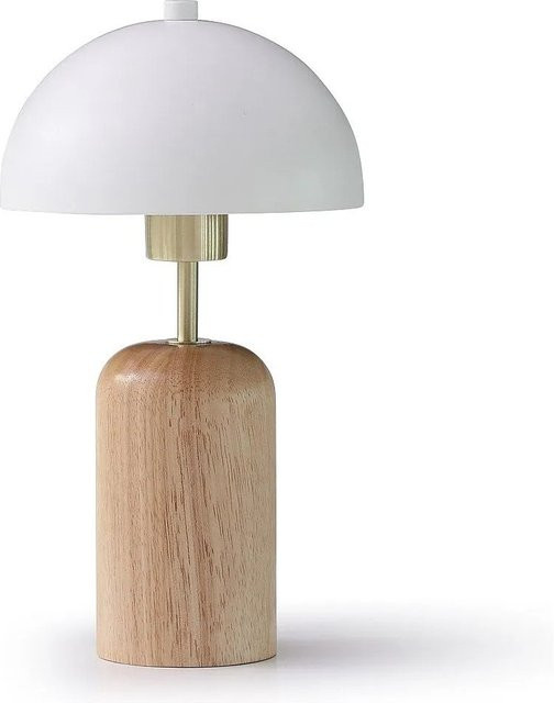 Vente-unique Tischlampe Tanta in Pilzform aus Holz und Metall, Farben: Natur und Weiß, Höhe: 20 cm - Bild 1
