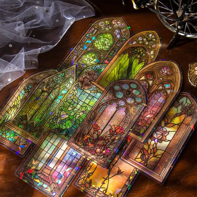 Yoofun 10er Set Vintage Glasierte Fenster Aufkleber in Multicolour für Scrapbooking und DIY Schreibwaren - Bild 1