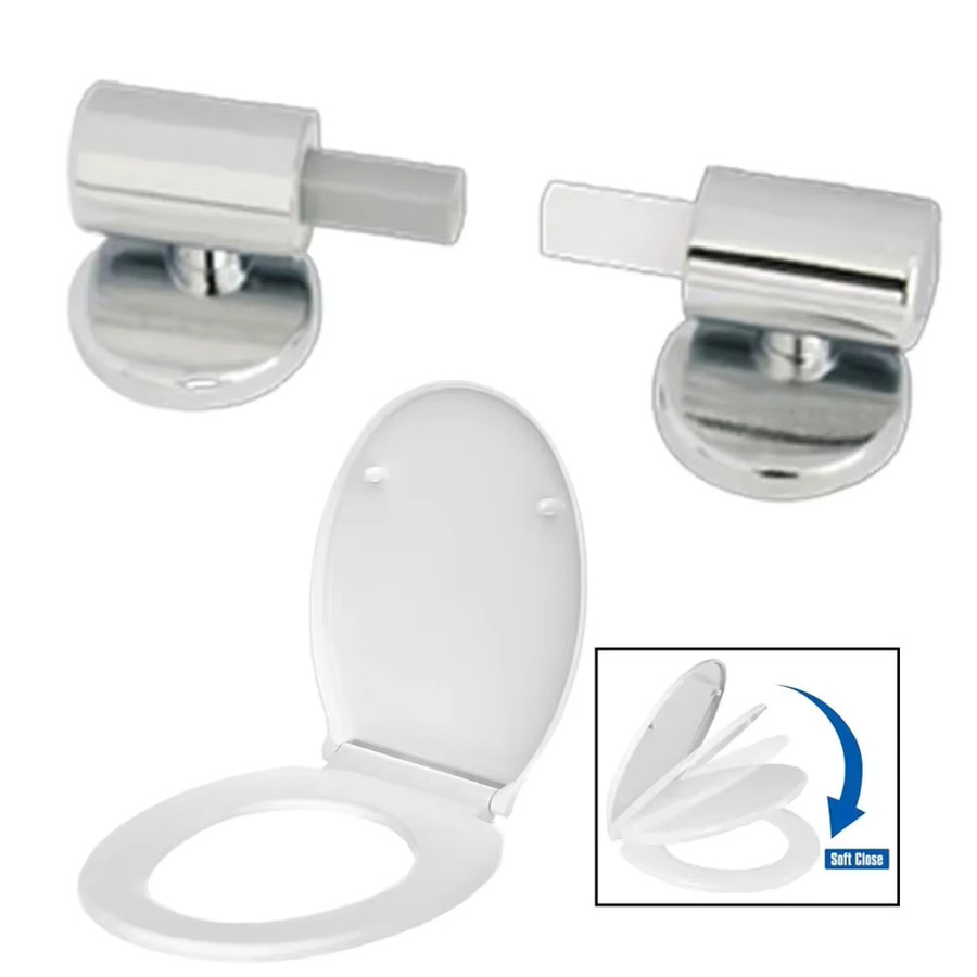 LEENKEA Soft Close WC-Sitz Scharnier Set mit Montagezubehör in Chrom und Silber - Bild 2