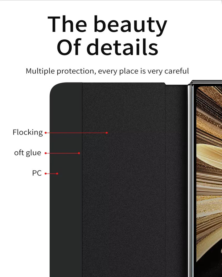 Honor Magic V5 V3 V2 Magnetische Leder-Schutzhülle mit Smart-Fenster in Schwarz - Bild 4