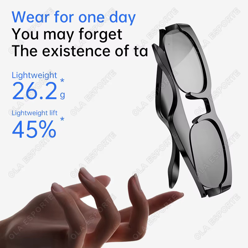 Ola Esporte Smarte KI-Brille mit Bluetooth, Kamera, Sprachassistent und Übersetzer in Schwarz - Bild 2