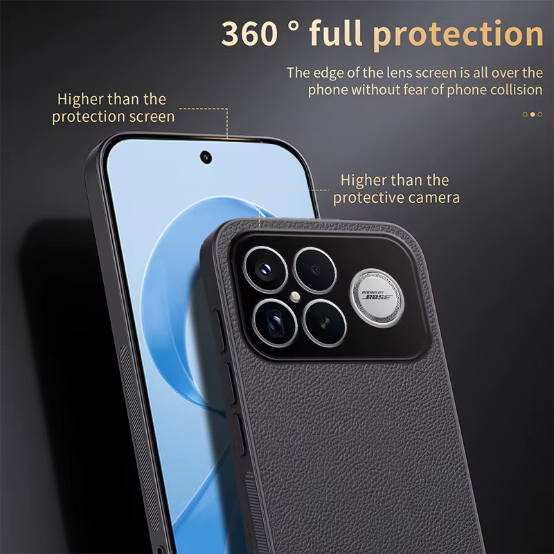 Xiaomi Silikon Schutzhülle mit matter Litschi-Ledertextur für Poco F8 F7 F6 F5 Pro F7 Ultra F8 Ultra in Schwarz und Grau - Bild 3