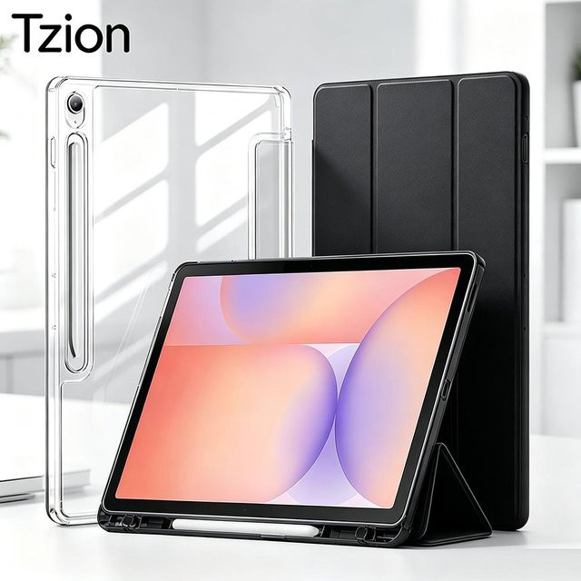 Samsung Galaxy Tab S10 Lite, S10 FE, S9 FE und S9 10.9'' 11'' Tablet Hülle Flip Smart Cover mit transparenter Rückschale und Auto Wake/Sleep Funktion - Bild 1