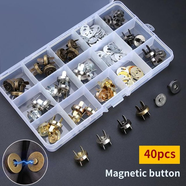 Allbestart Magnet-Druckknöpfe aus Metall im 40er Set, 14mm Mehrfarbig für Nähen und Basteln - Bild 1