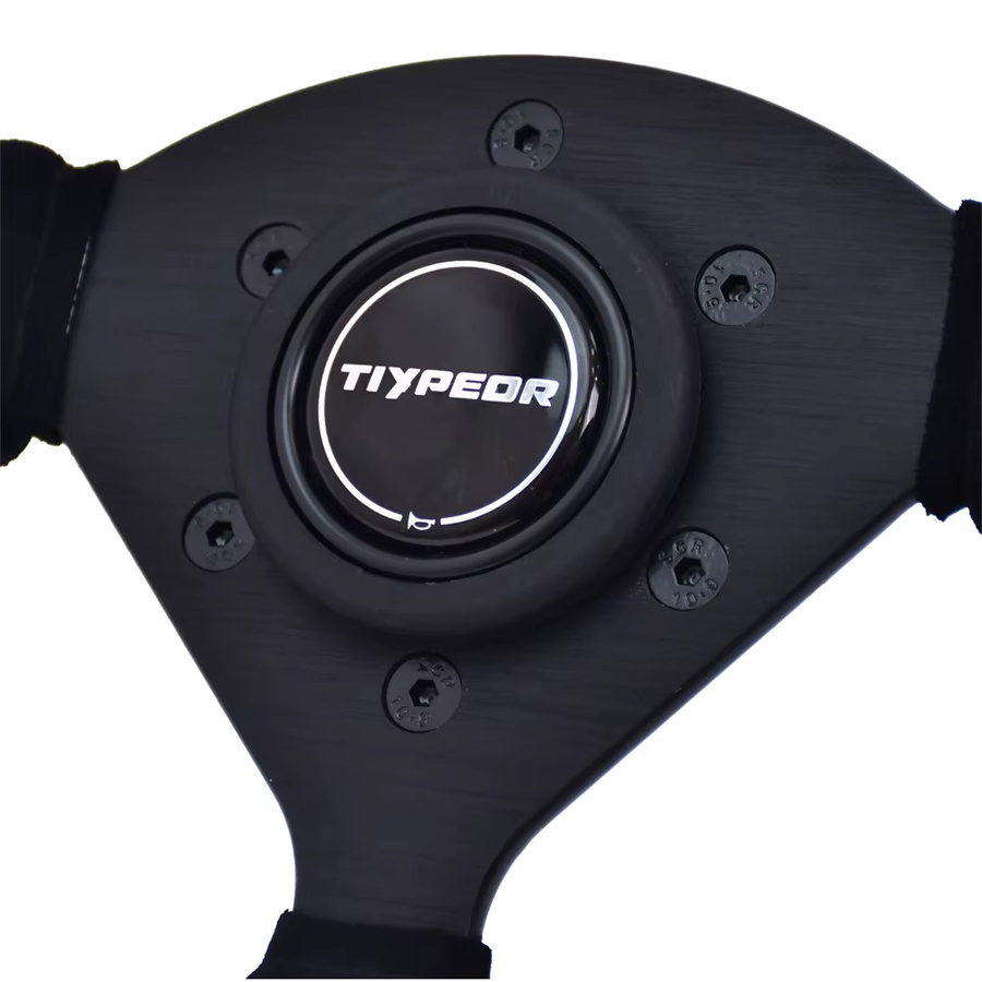 TIYPEOR Sportlenkrad mit 3 Speichen aus schwarzem Wildleder, 270 mm / 11 Zoll, Drift Simulations-Rennlenkrad - Bild 3