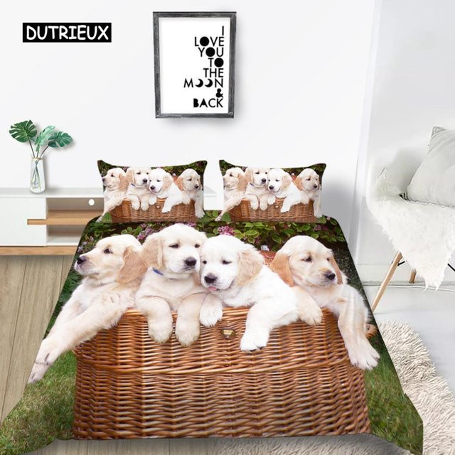 Hundebettwäsche Set mit dreidimensionalem Hundemode-Design für Kinder und Erwachsene, B/B: 135 x 200 cm - Bild 1