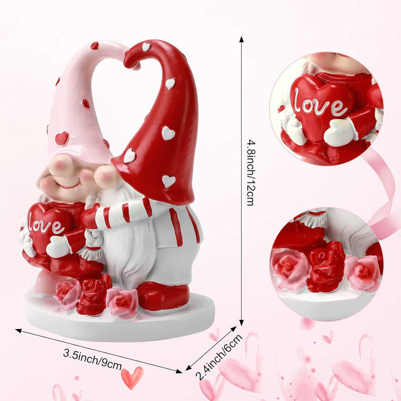DUTRIEUX Valentinstag Gnom-Statue als süßes Paar aus Kunstharz, mehrfarbige Tischdekoration für Verliebte - Bild 3