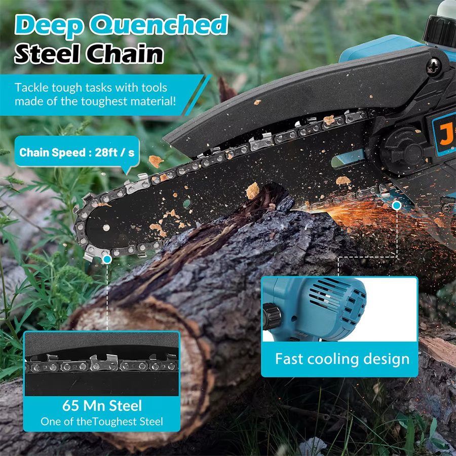 Jemi Tool Kabellose 6-Zoll Elektrische Kettensäge Kompatibel mit Makita 18V Akku Wiederaufladbares Gartenwerkzeug - Bild 2
