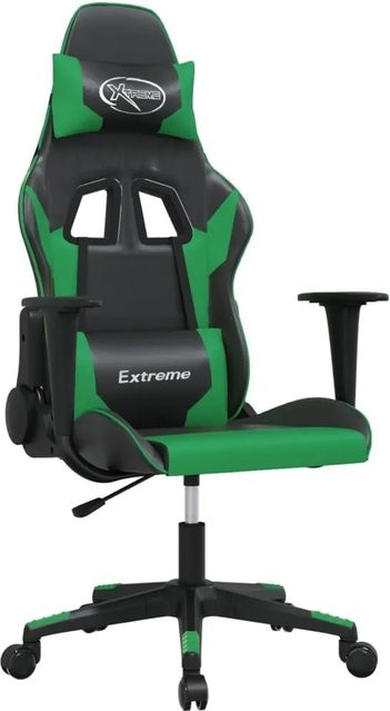vidaXL Gaming-Stuhl in Schwarz und Grün aus Kunstleder mit Armlehnen und Kopfstütze - Bild 1