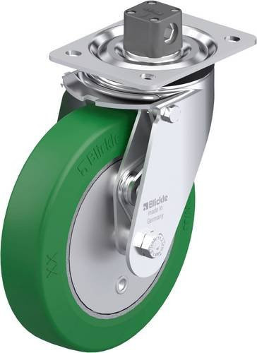 Blickle L-GST 200K-TTM13 Stahlblech-Lenkrolle in Silber und Grün mit 200 mm Rad-Durchmesser und 400 kg Tragfähigkeit - Bild 1