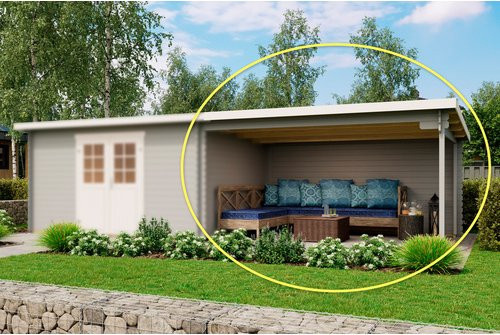 Mr. GARDENER Gartenhaus Malta aus lackiertem Fichtenholz in Grau, B/H/T: 411 x 211 x 338,9 cm - Bild 1
