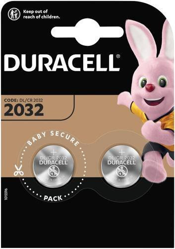 Duracell CR 2032 Lithium Knopfzelle 3V 220 mAh 2 Stück in Schwarz und Silber - Bild 1