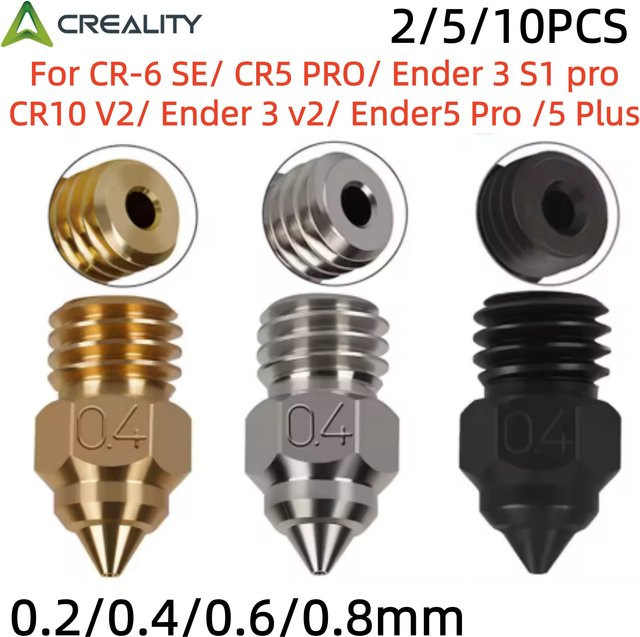Creality MK8 Düse für CR-6 SE, CR5 PRO, Ender 3 S1 Pro und CR10 V2 aus Hartstahl und Messing, Farbe: Gold - Bild 1