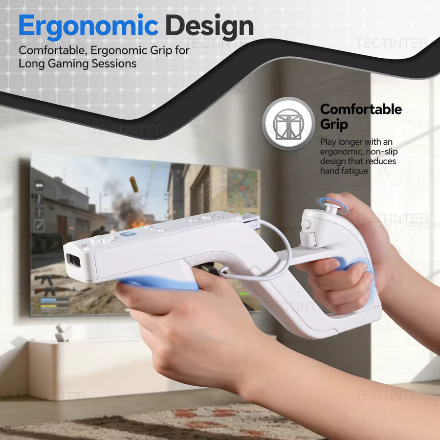 Nintendo Zapper-Pistole für Wii-Fernbedienung, Nunchuk und Motion Plus in Weiß für Shooter- und Sportspiele - Bild 3