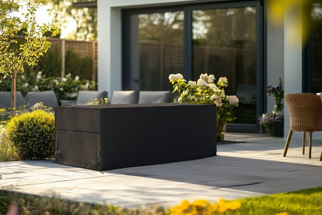 OUTFLEXX Abdeckhaube für Kissenbox, schwarz, Ripstop-Polyester, B/T/H: 207 x 97 x 73 cm, wasserabweisend und mit UV-Schutz - Bild 1