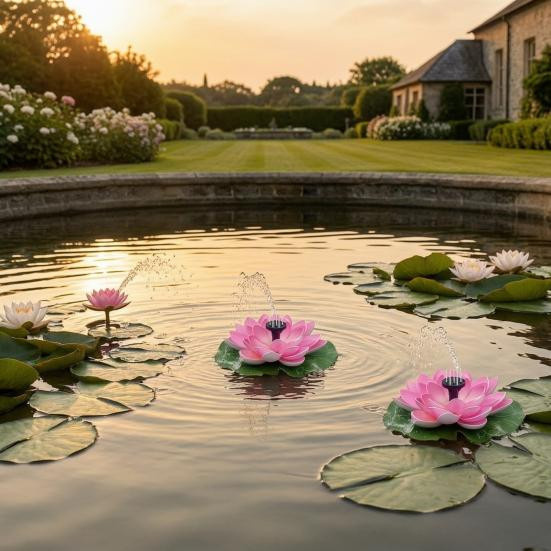 AtticusFox Solarbrunnen Lotus Schwimmbrunnen als Vogelbad in Violett - Bild 3